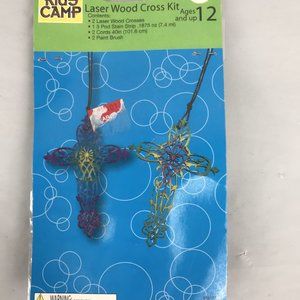 Laser Wood Cross Craft kit kids NIP